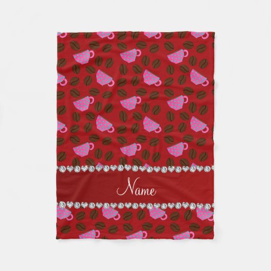 Couverture Polaire Nom personnalisé tasses à café rose rouge fèves (Devant)