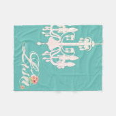 Couverture Polaire Nom personnalisé Turquoise avec lustre rose  (Devant (Horizontal))