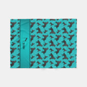 Couverture Polaire Nom personnalisé turquoise chiens de Terre-Neuve (Devant (Horizontal))