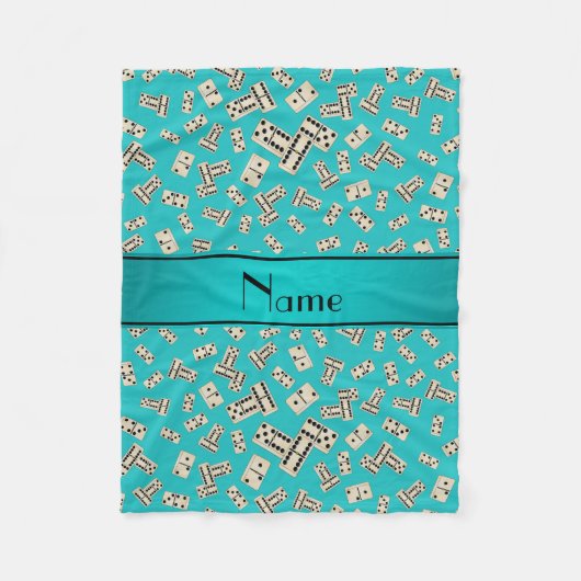 Couverture Polaire Nom personnalisé turquoise dominos (Devant)