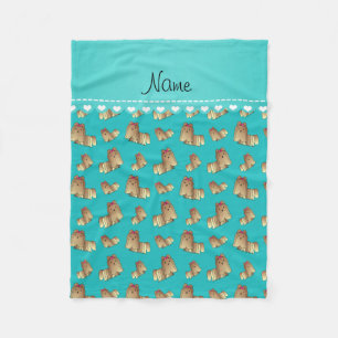 Couverture Polaire Nom personnalisé turquoise shih tzu chiens