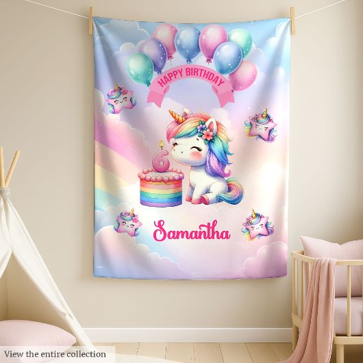 Couverture Polaire Nom personnalisé Unicorn Blanket 6e fille annivers