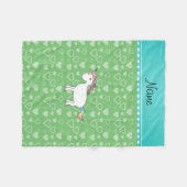 Couverture Polaire Nom personnalisé unicorne coeur vert (Devant (Horizontal))