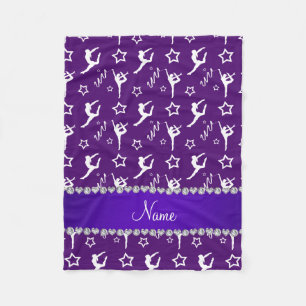 Couverture Polaire Nom personnalisé vedettes de gymnastique violette