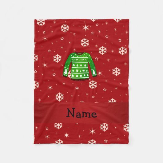 Couverture Polaire Nom personnalisé vert moche pull de Noël (Devant)