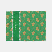 Couverture Polaire Nom personnalisé vert or coeur maman amour (Devant (Horizontal))