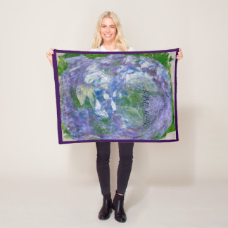 Couverture Polaire Nom personnalisé Violet Vert Peinture Abstraite