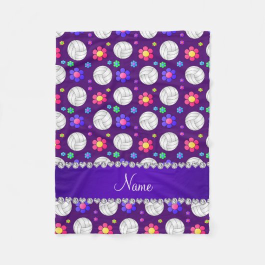 Couverture Polaire Nom personnalisé violet volley-ball arc-en-ciel fl (Devant)