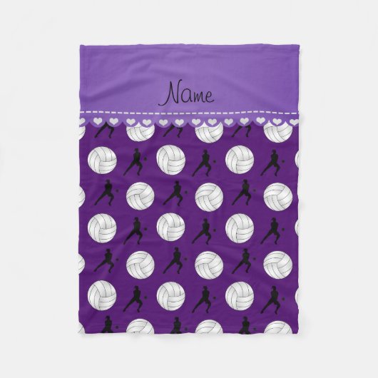 Couverture Polaire Nom personnalisé violet volleyballs silhouettes (Devant)