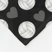Couverture Polaire Nom personnalisé volley-ball noir et coeurs (Coin)
