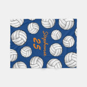 Couverture Polaire Nom personnalisé Volleyball Marine Fleece Blanche (Devant (Horizontal))