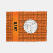 Couverture Polaire Nom personnalisé volleyball orange plaid (Devant (Horizontal))