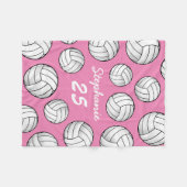Couverture Polaire Nom personnalisé Volleyball Pink Fleece Blanche (Devant (Horizontal))