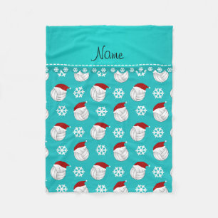 Couverture Polaire Nom personnalisé volleyballs turquoise chapeaux sa