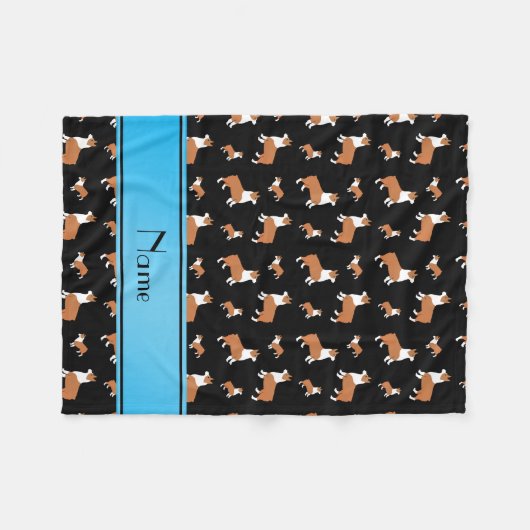 Couverture Polaire Nom personnel corgi gallois noir pembroke dogs (Devant (Horizontal))