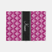 Couverture Polaire Nom personnel magenta rose blanc damask (Devant (Horizontal))