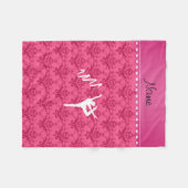 Couverture Polaire Nom personnel rythmique gymnaste rose damask (Devant (Horizontal))