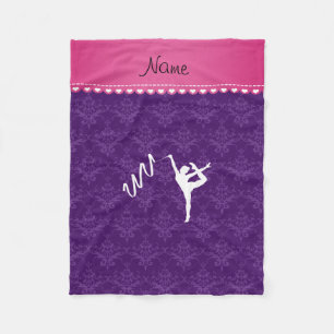 Couverture Polaire Nom personnel rythmique gymnaste violet damask