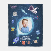 Couverture Polaire Nom photo de l'enfant personnalisé Espace extra-at (Devant)