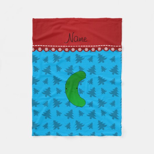 Couverture Polaire Nom pickle ciel bleu noël arbres (Devant)