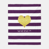 Couverture Polaire Nom Purple White Gold Heart Motif Imprimer (Devant)