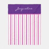 Couverture Polaire Nom Rayures Rose Violet Blanc (Devant)