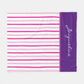 Couverture Polaire Nom Rayures Rose Violet Blanc (Devant (Horizontal))