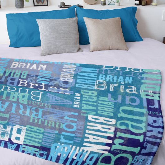 Couverture Polaire Nom répliqué dans les nuances de bleu