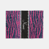 Couverture Polaire Nom rose chaud zèbre rayures bleu marine parties s (Devant (Horizontal))