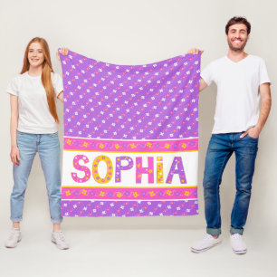 Couverture Polaire Nom signifiant Sophia rose jaune fleur violette ét