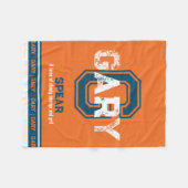 Couverture Polaire Nom signifiant sport monogramme orange bleu Gary (Devant (Horizontal))