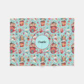 Couverture Polaire Nom sur Cute Holiday Snowman Sweets Fleece Blanket (Devant (Horizontal))