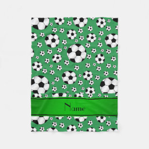 Couverture Polaire Nom sur mesure fun green soccer balls green strié