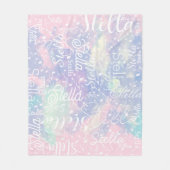 Couverture Polaire Nom sur Pink Bluish Aquarelle avec notes musicales (Devant)