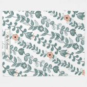 Couverture Polaire Nom Turquoise botanique diagonale Motif floral (Devant (Horizontal))