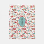 Couverture Polaire Nom Turquoise & Red Snowman, Sweets Fleece Blanket (Devant)