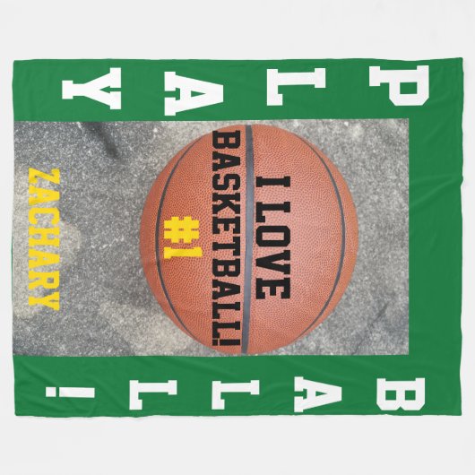 Couverture Polaire Nom vert du basket-ball (Devant (Horizontal))