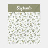 Couverture Polaire Nom vert sauge aquarelle olive (Devant)