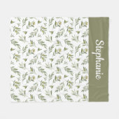 Couverture Polaire Nom vert sauge aquarelle olive (Devant (Horizontal))