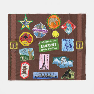 Couverture Polaire Nom vintage d'autocollant de valise de voyage du