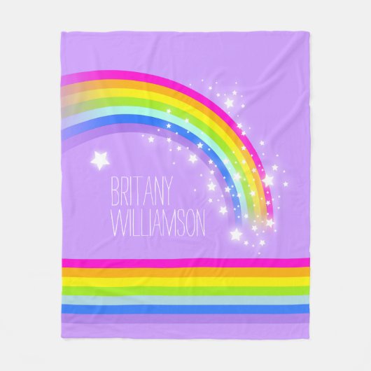 Couverture Polaire Nom violet coloré étoiles arc-en-ciel (Devant)
