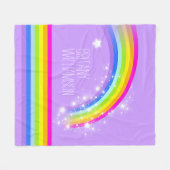 Couverture Polaire Nom violet coloré étoiles arc-en-ciel (Devant (Horizontal))