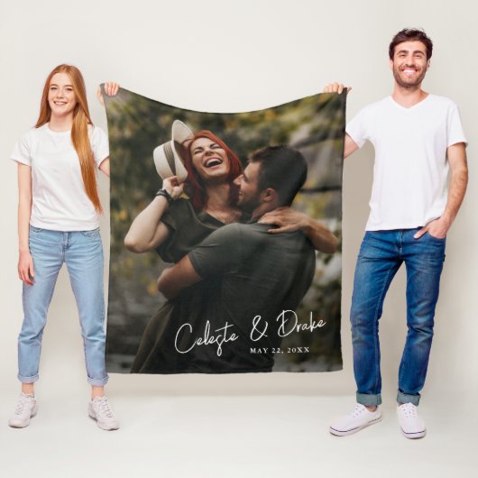Couverture Polaire Noms de script modernes couples photo mariage (En situation)