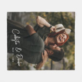 Couverture Polaire Noms de script modernes couples photo mariage (Devant (Horizontal))