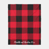 Couverture Polaire Noms des monogrammes plaqués de bisons noirs rouge (Devant)