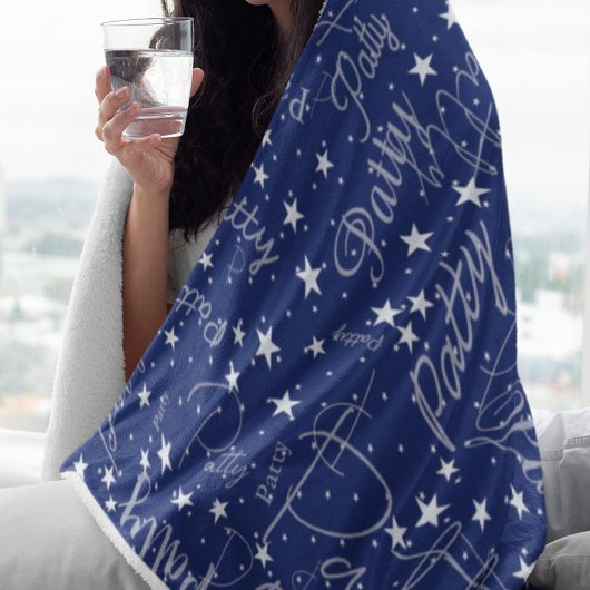 Couverture Polaire Noms et étoiles partout sur Typographie Bleu