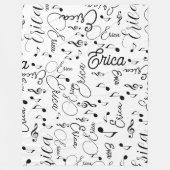 Couverture Polaire Noms et notes musicales assorties noir et blanc (Devant)