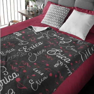 Couverture Polaire Noms et notes musicales assorties sur tout le noir