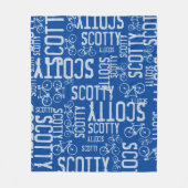 Couverture Polaire Noms et vélos personnalisés typographiques bleu (Devant)
