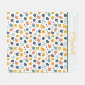 Couverture Polaire Noms Monogramme Bleu Orange Jaune Chats Mignons (Devant (Horizontal))